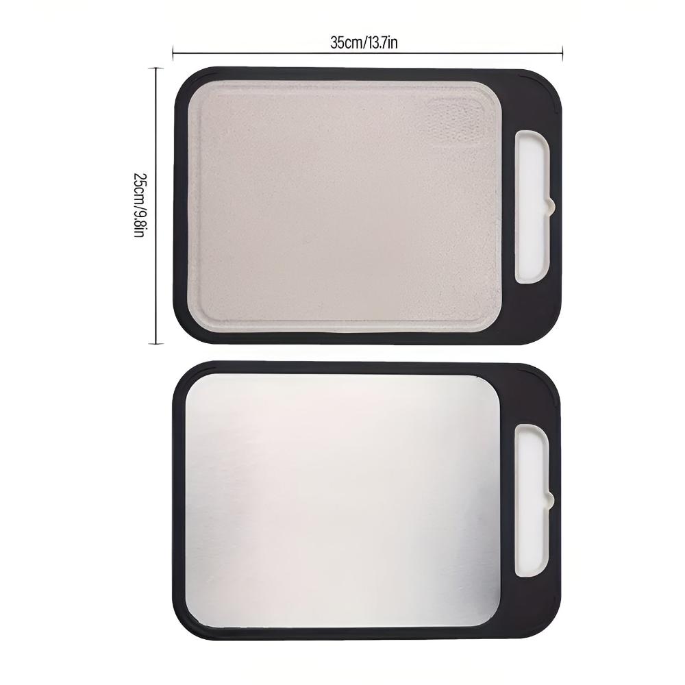 Dual-Sided Stainless Steel Cutting Board with Integrated Grinder