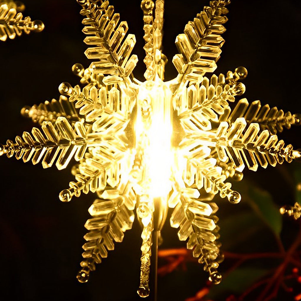 Set of 2 Solar Powered Waterproof LED Lawn Lights - Snowflake Design