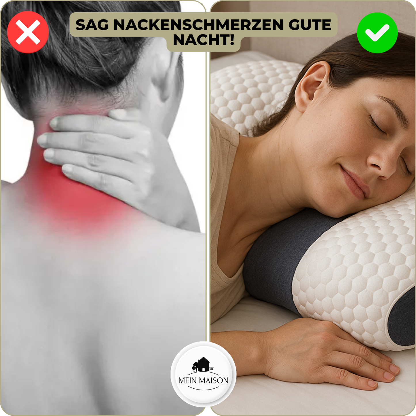 Ergonomic Neck Pillow with Contour Design | Memory Foam | Breathable