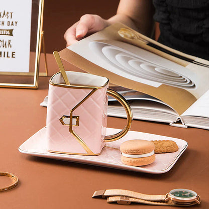 Elegant Handcrafted Mug Set with Saucer and Spoon