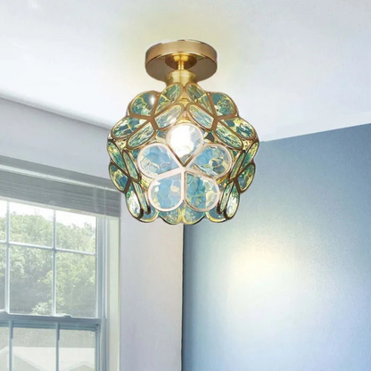 Modern Floral Glass Ceiling Light - Flush Mount Design