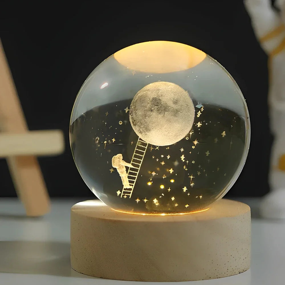 3D Crystal Planet Globe LED Night Light