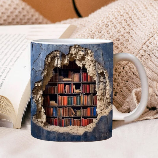3D Mug Shaped Like a Bookshelf
