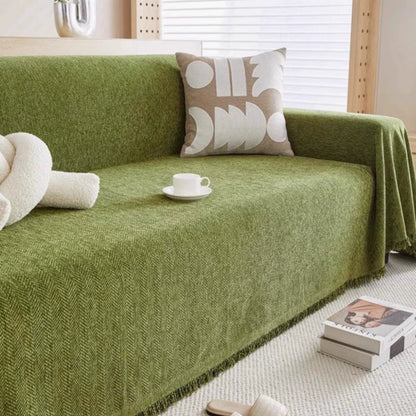 Tassel-Trimmed Minimalist Sofa Slipcover