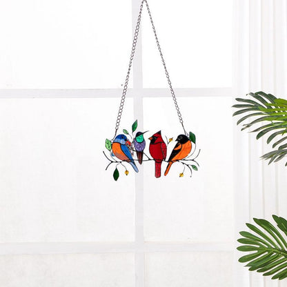 Stained Glass Window Decor with Bird Design