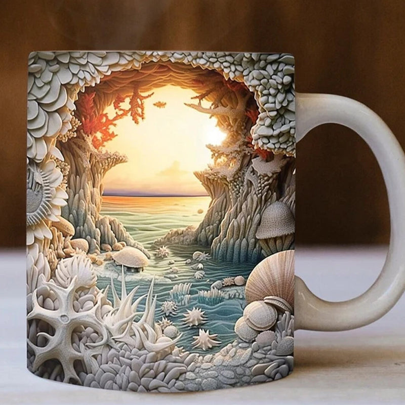Coastal Serenity 3D Ceramic Coffee Mug