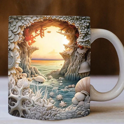 Coastal Serenity 3D Ceramic Coffee Mug