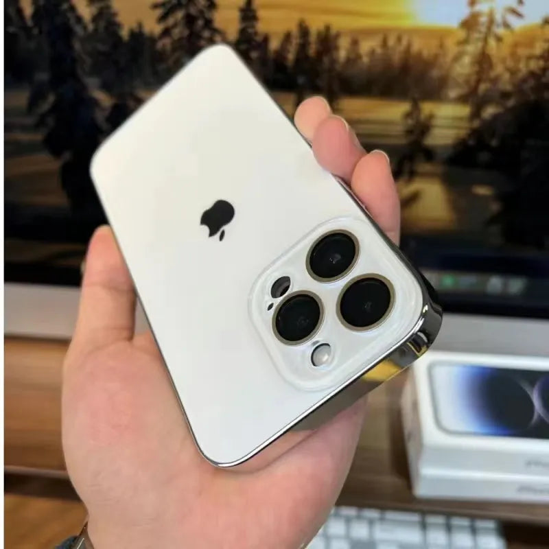 Matte Acrylic Coated Tempered Glass Case for iPhone