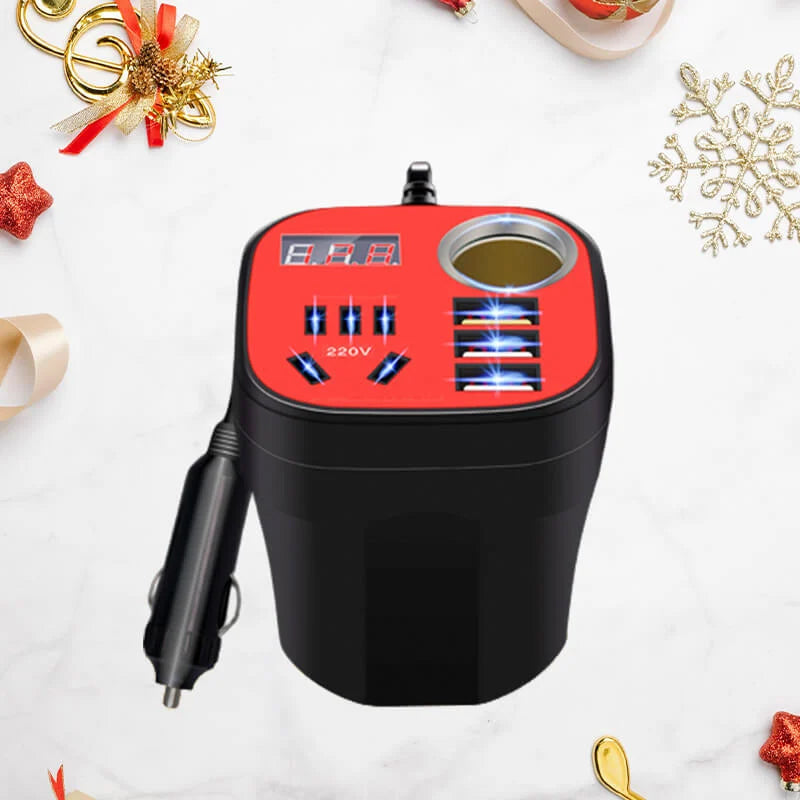 Compact Car Power Converter with Fast Charging Ports