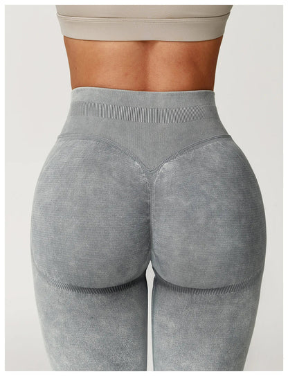 High-Waisted Ribbed Workout Leggings for Women | Seamless Stretch Fit