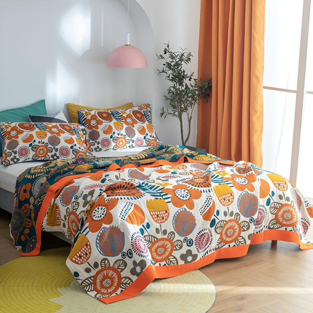 Breezy Floral Cotton Quilt for Summer Comfort