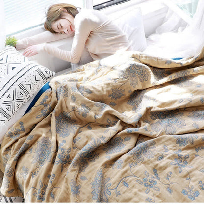 Serene Blossom Cotton Throw for Year-Round Comfort