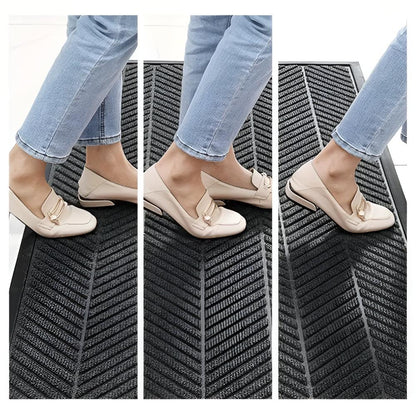 Textured Chevron Non-Slip Entrance Mat for All Seasons
