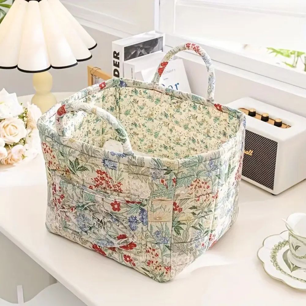 Elegant Floral Fabric Organizer Basket