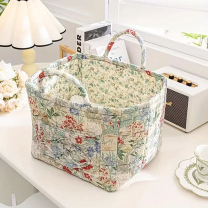 Elegant Floral Fabric Organizer Basket