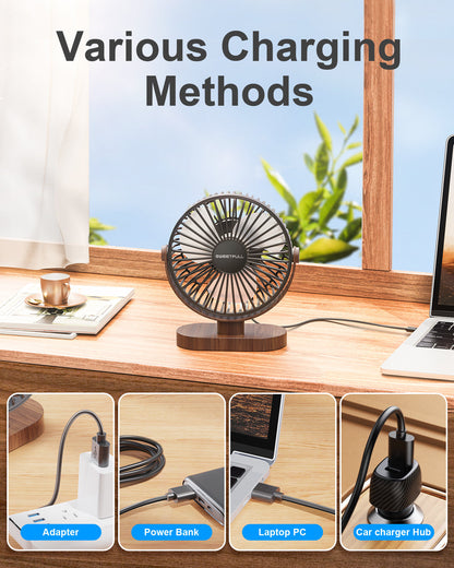 6.5 Inch Portable USB Desk Fan for Home, Office, Car, and Travel