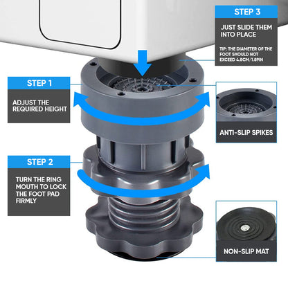 4-Pack Adjustable Washing Machine Stabilizer Feet