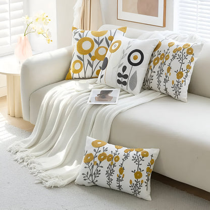Nature's Charm Embroidered Throw Pillow Cover