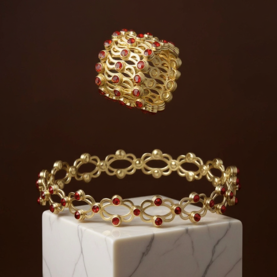 Versatile Adjustable Ring and Bracelet with Sparkling Stones