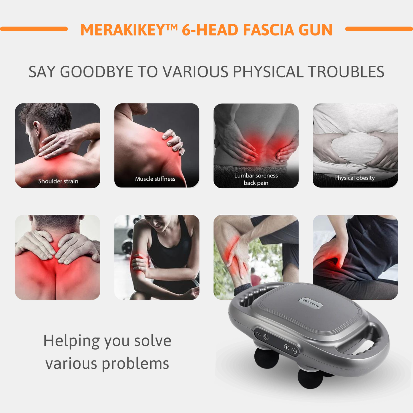 High-Frequency Muscle Massager with 6 Heads for Pain Relief