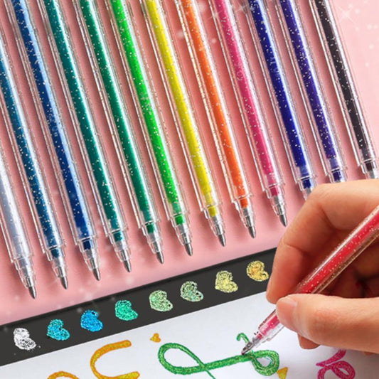 18-Color Gel Pen Set – Glitter and Metallic Effects for Creative Use