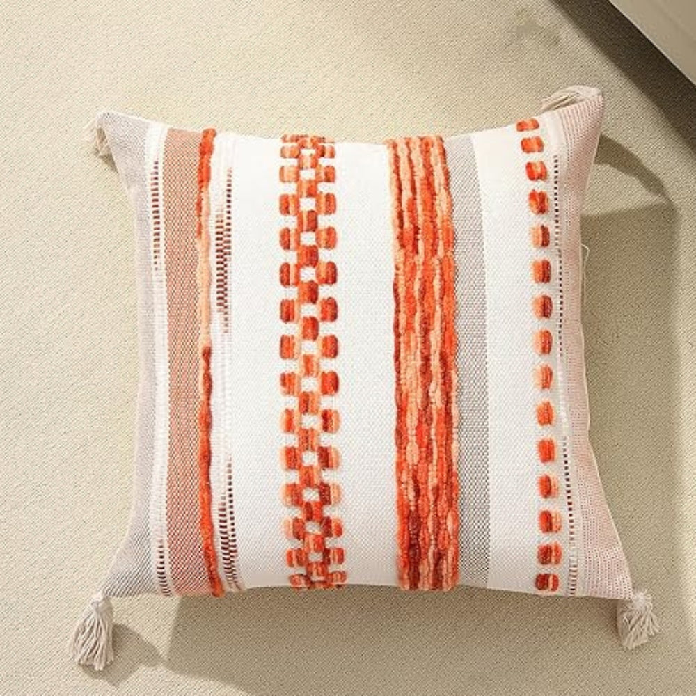 Reversible Cozy Stripe Cushion Covers with Tassels