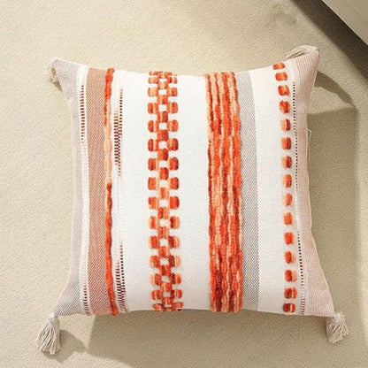 Reversible Cozy Stripe Cushion Covers with Tassels