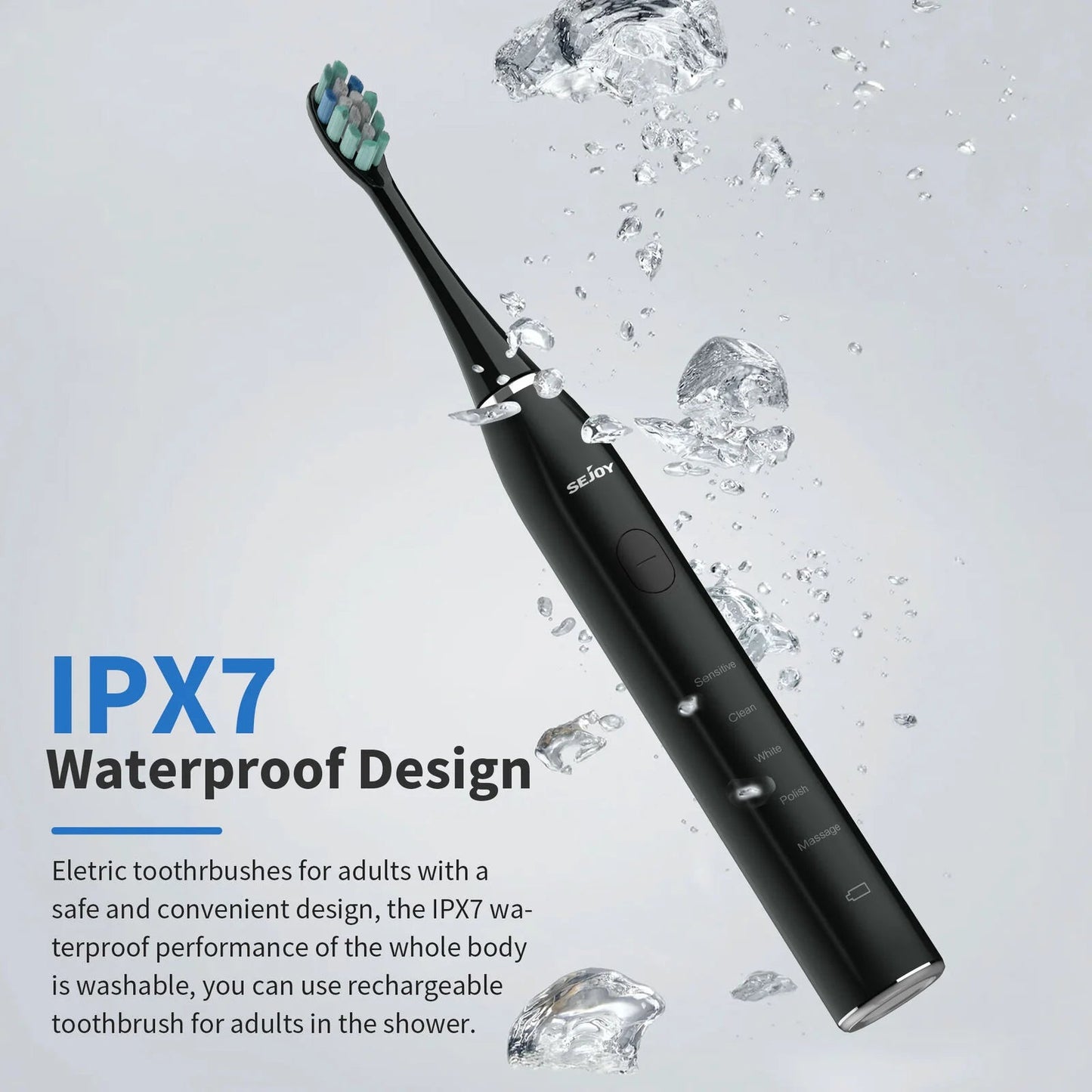 Deep Clean Sonic Toothbrush with 37,200 Vibrations/min | 5 Modes, 12 Heads, 30-Day Battery, Travel-Friendly Design