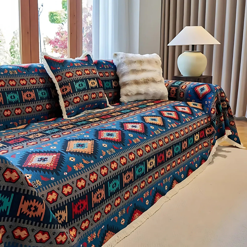 Vibrant Bohemian Couch Protector for Cozy Living Spaces