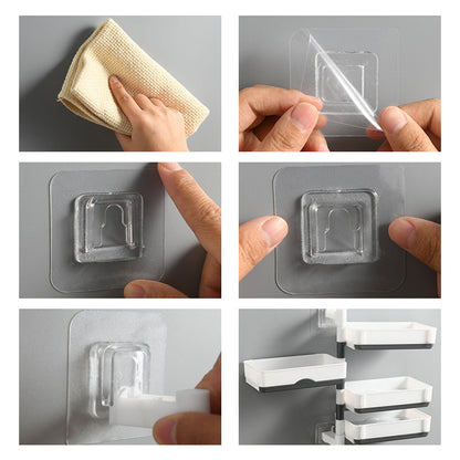 Swivel Wall Shelf for Bathroom & Kitchen | No Drilling Required | Removable Trays | Drainage Design