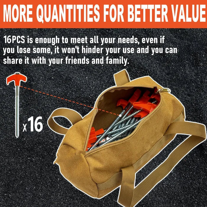 Heavy-Duty 8-Inch Screw Pegs for Secure Outdoor Setup