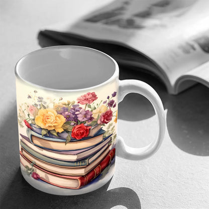 Charming Floral Book Mug for Coffee Lovers - Perfect Gift