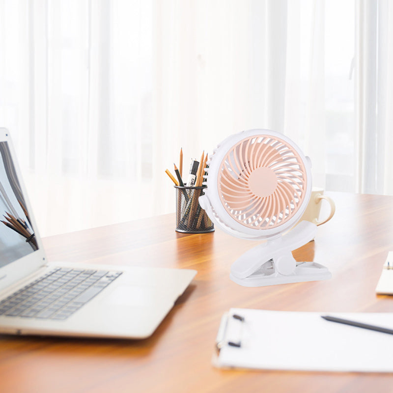 360° Rotating Battery-Powered USB Clamp Fan – Portable Design