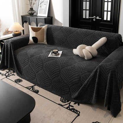 Chic Leaf Pattern Fleece Sofa Protector