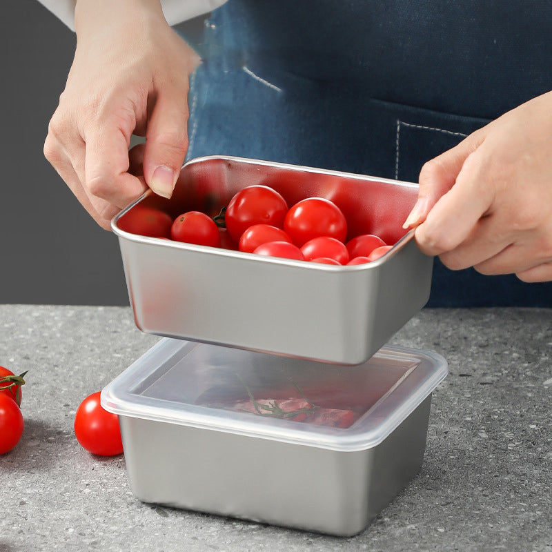 Durable Stainless Steel Square Food Storage Plate with Lid