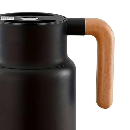 Sleek Insulated Carafe with Wood Grip for Effortless Serving