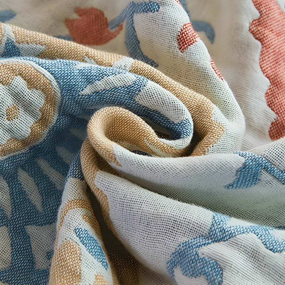 Charming Floral Cotton Dual-Sided Throw Blanket