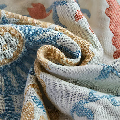 Charming Floral Cotton Dual-Sided Throw Blanket