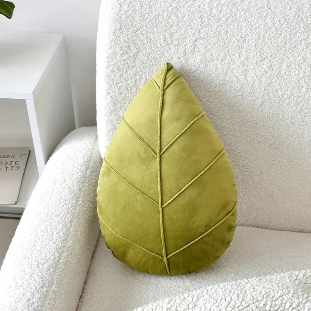 Nature's Embrace Leaf-Inspired Plush Pillow