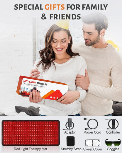 Infrared Light Therapy Mat with 406 LEDs - 660nm & 850nm for Body Relief
