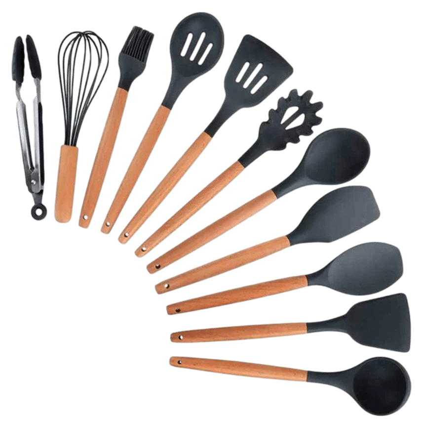 Complete 11-Piece Kitchen Utensil Set in Stylish Jar