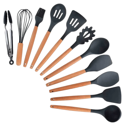Complete 11-Piece Kitchen Utensil Set in Stylish Jar