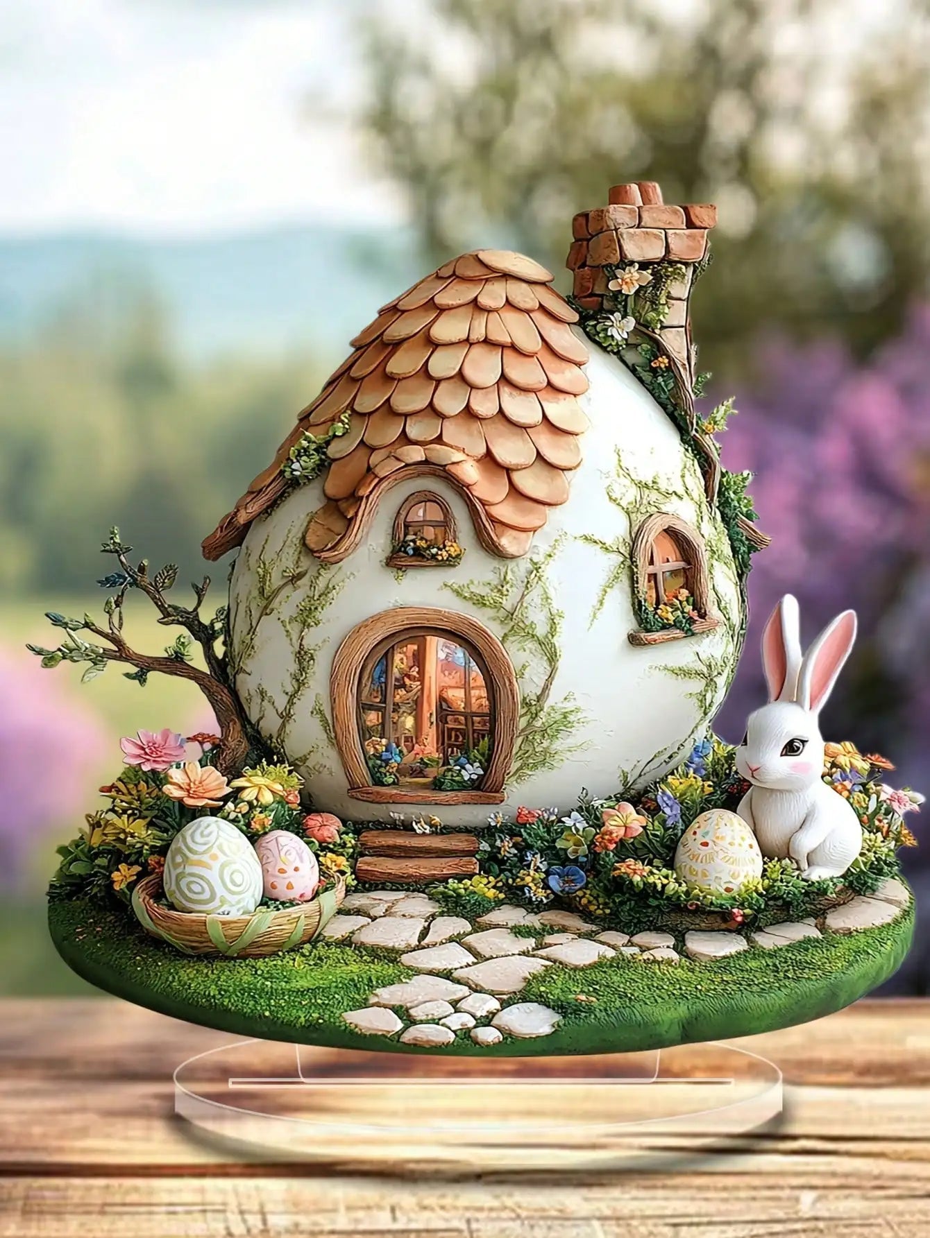 Easter Bunny House Decoration Pendant | Acrylic Ornament for Home & Office | Spring Table Centerpiece