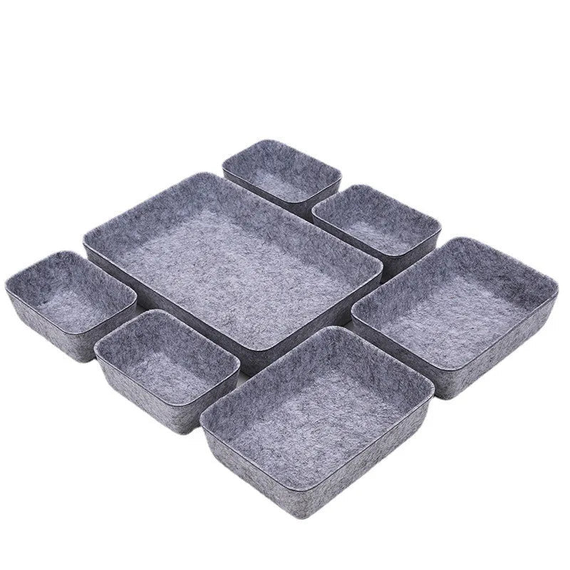 Felt Storage Boxes Set of 7 | Versatile Organizer for Office & Desk