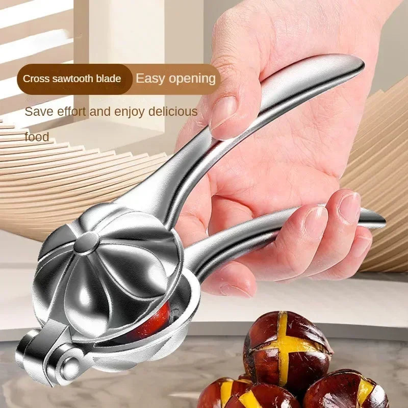 Stainless Steel Nut Cracker with Cross Blade and Shelling Aid