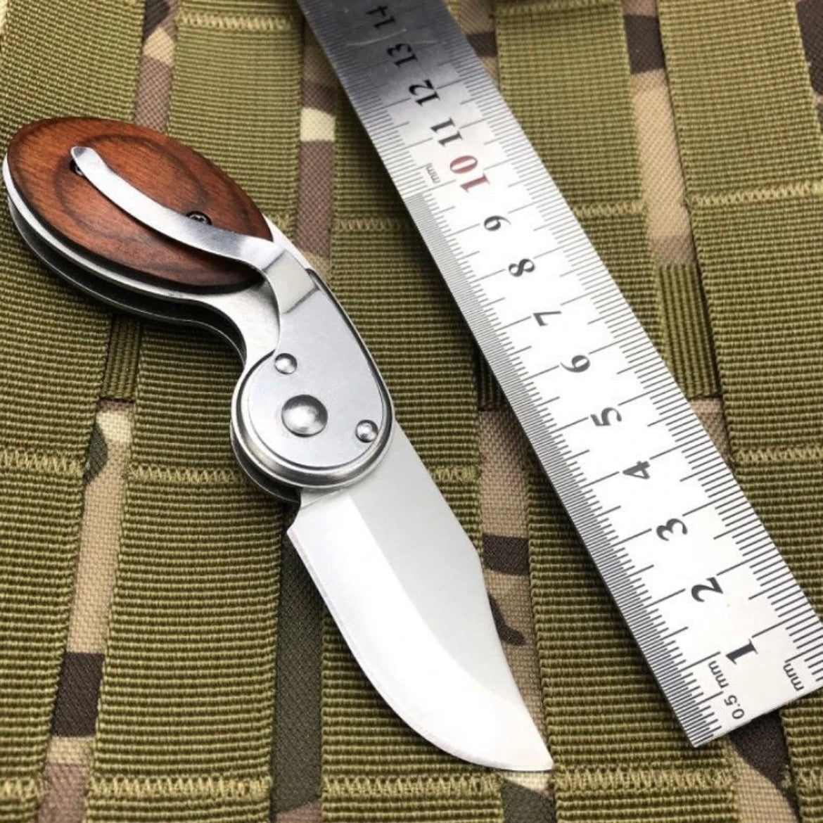 Compact Folding Knife with Wooden Handle | EDC Tool for Outdoor and Daily Use