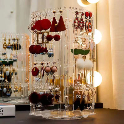 Jewelry Organizer Stand - Rotatable Plastic Holder for Earrings & Necklaces - 360° Display for Stylish Storage
