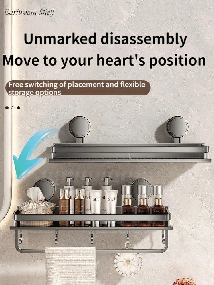 Effortless Suction Shower Organizer | No Drilling Needed | Splash Guard