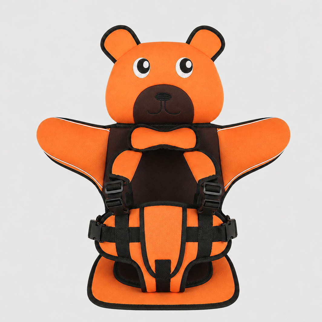 Child Booster Seat for Travel - Adjustable with Bear Pattern