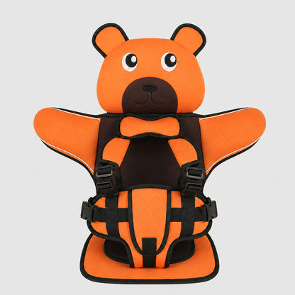 Child Booster Seat for Travel - Adjustable with Bear Pattern